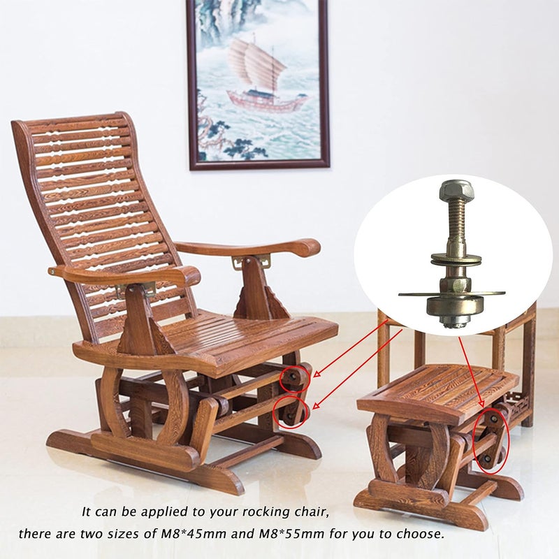 AuRiver 8 PCS Furniture Rocking Chair Bearing Connecting Piece Rocking Chair Bearing Screws Bolts Kits Furniture Connecting Accessories (M8 x 45mm) - Image 5